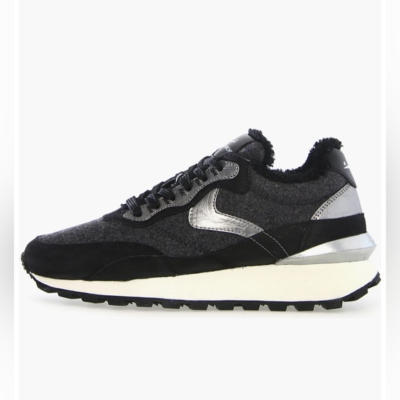Voile Blanche Shoes - NWT VOILE BLANCHE QWARK HYPE Fur Suede And Felt Sneaker BLACK-CHARCOAL GREY